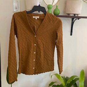 Madewell brown V-Neck Cardigan in Checkerboard Jacquard